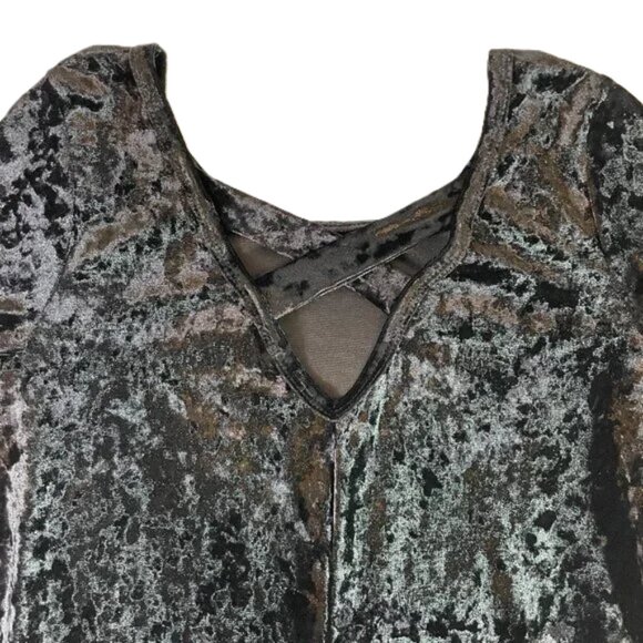 Emetla Black Crushed Velvet Swing Babydoll Dress Back Cutout Size S - Picture 5 of 15